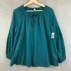New Old Navy Women Tie Neck Peasant Top Teal size SP