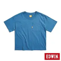 在飛比找momo購物網優惠-【EDWIN】女裝 橘標 方版口袋短袖T恤(灰藍色)