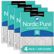 Nordic Pure 16x16x1 Pleated Air Filters MERV 14 Plus Carbon 4 Pack