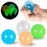 4Pcs Glow in The Dark Ceiling Balls, Glow Sticky Balls, Stress Relief Glowing Balls, Glow in The Dark Ceiling Balls, Sticky Ceiling Balls, Multi-Color Sticky Ceiling Balls for Kids Adults