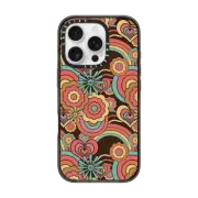iPhone 16 Pro Impact Case MagSafe Compatible Groovy Retro Floral Pattern