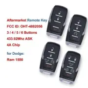 Smart Remote Key Fob 433.92MHz ASK PCF7939M / HITAG AES / 4A Chip for Dodge Ram