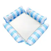 PVC Water Hammock Leak Proof Stripe Inflat Air Mattress for Pool (Light Blue) AU