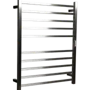 Hotwire 130W 900 x 700mm Brushed Nickel 10 Bar Flat Square Heated Towel Rail with Timer