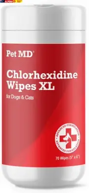 Chlorhexidine Wipes XL with Aloe for Dogs and Cats - Antiseptic and Antifungal W