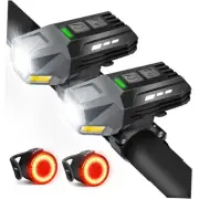 Bike Light Set, Rechargeable Bicycle Lights for Night Riding Front and Rear,