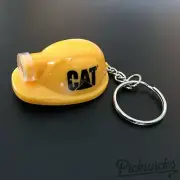 NEW - Caterpillar CAT Equipment Yellow Hard Hat Keychain Lights Up! Key Tag FOB