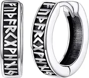 [Silvora] Mens Earrings Vintage Small Hoop Earring Sterling Silver Huggie Hoops Cool Punk Ear Charm Jewelry (Gift Box Send)