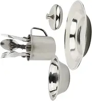 TOYANDONA 1Set Camping Cookware Set Stainless Steel Tableware for Person Portable and Durable Dining Supplies for Picnic Camping Hiking and Outdoor Activities Silver