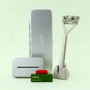 Leaf Shave Reusable Pivoting Razor Bundle - Silver
