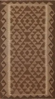 Brown Wool Kilim Oriental Accent Rug Flat weave Reversible Foyer Carpet 3x5