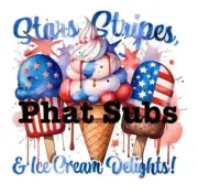 Sublimation Print Stars Stripes Ice Cream Ready To Press Heat Transfer