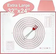 Extra Large Silicone Pastry Mat, 32" x 24" Baking Mat with Measurements Nonstick and Reusable Kneading Board for Dough Rolling