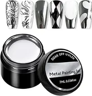 Metal Nail Polish - Metal Nail Painting Gel | 7ml Silver Metal Nail Polish | Metal Painting Nail Gel | Long-lasting Reflective Nail Polish Gel | Reflective Effect Painted Drawing Nail Gel For Mani