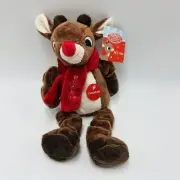 Rudolph the Red Nosed Reindeer Plush Stuffed Dog Toy Squeaks 10" NWT