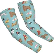 [FSCEV] Dogs Sun Protection Arm Sleeves Outdoor Essentials Cooling Compression Golf Hiking Cycling