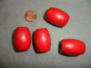 Vintage Red Oval Wood Beads for Macrame