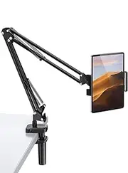 UGREEN Gooseneck Tablet Holder, Long Aluminum Arm Adjustable Phone Stand, Sturdy Clamp, Flexible Mount for Bed, Compatible with iPad Pro Mini Air, iPhone 16 Pro Max, Galaxy Tab, Switch, Black