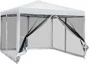 [Instahut] 3x3 Marquee White Gazebo, Pop Up Gazebos Camping Tent Folding Tarp Garden Outdoor Wedding Party Canopy Patio Carport, Water Resistant and UV Carry Bag Mesh Panels