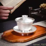 Hand Relief Sancai Bowl 3.3 Inches Covered Household Gifts Tea Sets Gilt Gaiwan