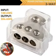 3Way Distribution Block 0 Gauge in Car Audio Amp Power Ground Distributor Block.