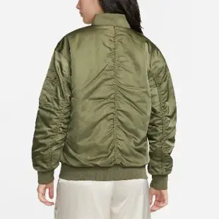 Nike 外套 NSW Varsity 女款 綠 橘 雙面穿 絎縫 飛行夾克 保暖 風衣 夾克 DV7877-222