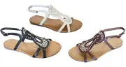 WHOLESALE LOT Women's Gladiator Sandals 24 Pairs Rhinestone Flat Shoes**(8044)