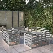 Generic 8 Piece Garden Lounge Set Grey Solid Pinewood,3075286