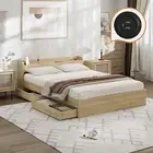 Oikiture Bed Frame Queen Double King Single Size with Charging Ports 2 Drawers