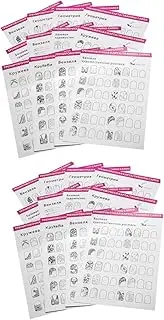 Beatifufu Nail Salon Tool 24 Sheets Nail Art Cards White Manicure Training Book for Beginners