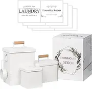 ZOES HOMEWARE 3-Set Laundry Room Organization and Storage | Modern Farmhouse Laundry Room Decor | Laundry Container for Organizing Laundry Pods, Laundry Powder, Dryer Sheets, Dryer Balls, Cream White
