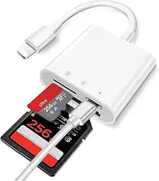 3 IN 1 SD TF Card Reader Portable OTG IOS Phone Camera Card Viewer Connection External Memory Card Reader Adapter with Charging Port Compatible with iPhone, iPad, Camera, Windows Mac Desktop Laptop Plug Play