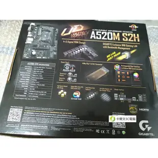 技嘉 A520M S2H AM4腳位 AMD A520 M.2 DVI HDMI D-sub RGB 超耐久 數位VRM