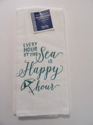 NWT Kay Dee Destinations Double Duty Towel - Every Hour By the Sea is Happy Hour
