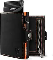 [LORZOR] Men's Slim Wallet with Coin Compartment, RFID Wallet, Card Holder for 10 Cards, Small Wallet, Wallet, Pop-up Smart Wallet Men