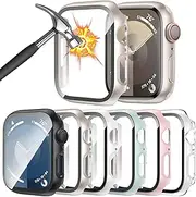 [HAANILKYI] Pack of 6 Protective Cases with Screen Protector Compatible with Apple Watch Series 9/8/7 41 mm, All-Round Ultra Thin PC Hard Case, Scratch-Resistant Protective Case for iWatch 41 mm