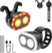 Smart Bike Lights Set, Smart Headlight and Tail Light, 11+20 Modes Brake Sensing Bicycle Rear Lights USB Rechargeable Bike Lights Front and Back, Waterproof IP6, Cycling Safety Accessories