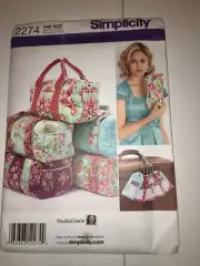 WOMENS UNCUT SIMPLICITY 2274 Sewing Pattern TOTE BAG TRAVEL TAG OVERNIGHT CLUTCH