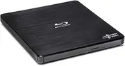 Hitachi-LG BP55 External Blu-Ray Drive, USB 2.0 Slim Portable Player/Rewriter for Laptop, Desktop PC, Windows 11 Compatible, with TV Connectivity, 3D Playback, 8x Read/Write Speed - Black