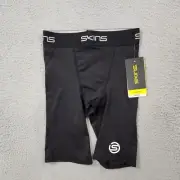 Skins Shorts Mens Medium Black Active Compression Half Tights 9" Inseam NWT
