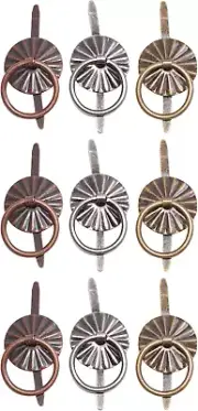 Ring Fasteners, 9 Brad Fasteners with Fluted Tops and Attached Jump Rings, Nicke