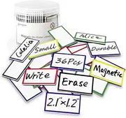 36Pcs Magnetic Name Tags Small Thick Dry Erase Magnet Labels Writable Wipable Mini Magnetic Tapes Strips for Classroom Office Calendar Whiteboards Shelf Garage Fridge, 2.1x1.2