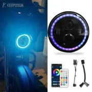7" LED Headlight RGB O-Ring DRL Hi/Lo For Harley Street Glide Road King Glide