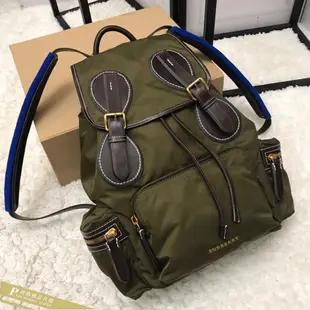 雅格時尚精品代購 Burberry 巴寶莉  馬術風明線 (綠)典藏軍風後背包美國outlet代購