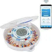 LiveFine Smart WiFi Automatic Pill Dispenser | 28-Day Medication Organizer Up to 9 Doses Per Day for Care Monitoring with Locking Key, Adjustable Light/Sound Alarms for Prescriptions & Vitamins