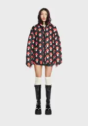 [Daisy Street] Mushroom Print Puffer Jacket