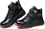 [SDEQA] Safety Shoes for Mens Womens Work Boots Protective Shoes Breathable Lightweight Construction Industrial Sneakers with Rotary Button