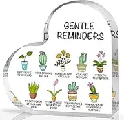 UBLURO Desktop Art Decoration, Acrylic Heart Inspirational Gift, 10cm x 10cm x 1.5cm (3.94in x 3.94in x 0.59in), Red, Modern, Words & Quotes, Mental Health Awareness