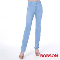 在飛比找momo購物網優惠-【BOBSON】女款高腰膠原蛋白直筒褲(淺藍8082-58)