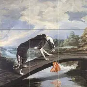 Dog and the dam Tile Mural Kitchen Bathroom Wall Backsplash 18x18